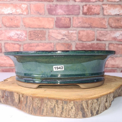 27Cm Glazed Bonsai PotOval27Cm X 21Cm X 7CmGreen from B&Q