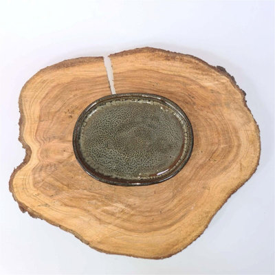Yorkshire Bonsai 31Cm Glazed Drip Tray Oval Green from B&Q