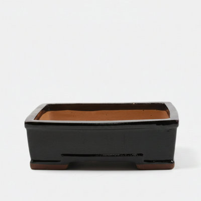 Yorkshire Bonsai 31Cm Glazed Bonsai Pot Rectangle 31Cm X 25Cm X 10Cm Black from B&Q