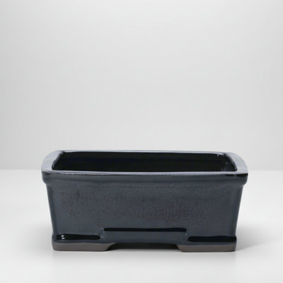 Yorkshire Bonsai 18Cm Glazed Bonsai Pot Rectangle 18Cm X 14Cm X 6Cm Black from B&Q