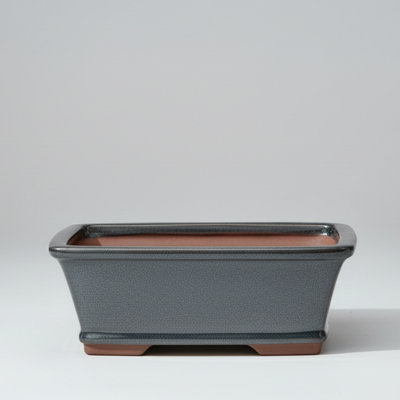 Yorkshire Bonsai 18Cm Glazed Bonsai Pot Rectangle 18Cm X 14Cm X 6Cm Silver from B&Q