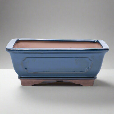 Yorkshire Bonsai 18Cm Glazed Bonsai Pot Rectangle 18Cm X 15Cm X 6Cm Blue from B&Q