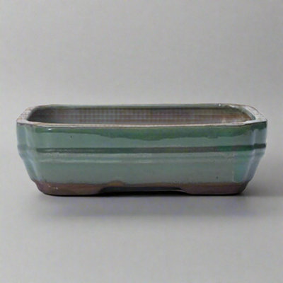 Yorkshire Bonsai 26Cm Glazed Bonsai Pot Rectangle 26Cm X 20Cm X 6Cm Green from B&Q