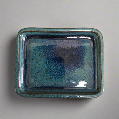 Yorkshire Bonsai 12Cm Glazed Drip Tray Rectangle Light Blue from B&Q