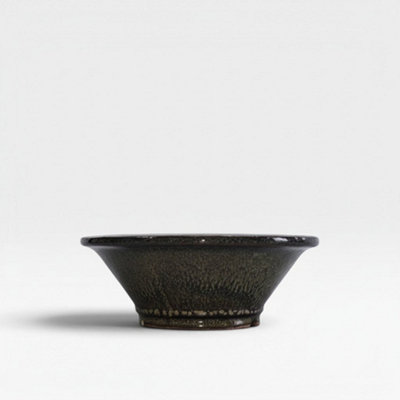 Yorkshire Bonsai 25Cm Glazed Bonsai Pot Round 25Cm X 10Cm Olive Green from B&Q