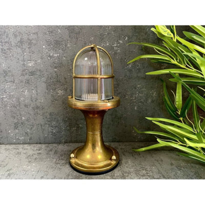 B&Q -  Navigator 05845 Outdoor Ip54 1 Light Small Post Light In A Raw Brass Finish