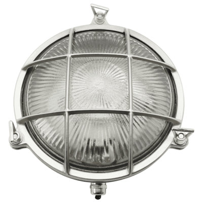 Lampfix Navigator 09000 Outdoor Ip64 1 Light Small Porthole Bulkhead Light In A Satin Nickel Finish from B&Q