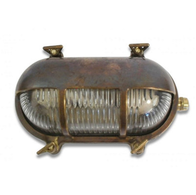 Lampfix Navigator 09010 Outdoor Ip64 1 Light Eyelid Bulkhead Light In An Antique Brass Finish