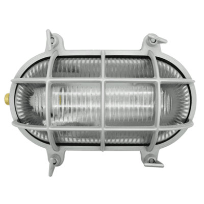 Lampfix Navigator 09013 Outdoor Ip64 1 Light Large Standard Bulkhead Light In A  Silver Finish from B&Q