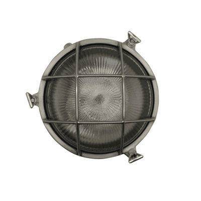Lampfix Navigator 09021 Outdoor Ip64 1 Light  Large Porthole Bulkhead Light In A Satin Nickel Finish from B&Q