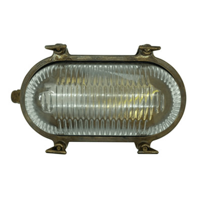 Lampfix Navigator 09106 Outdoor Ip64 1 Light Small Standard Plain Bulkhead Light In An Antique Brass Finish from B&Q