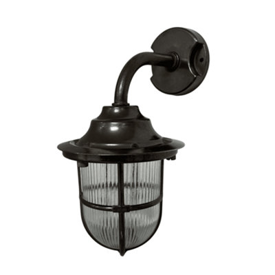 B&Q -  Navigator 09122 Outdoor Ip64 1 Light Goose Neck Wall Lantern In An Antique Brass Finish