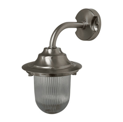 B&Q -  Navigator 09127 Outdoor Ip64 1 Light Goose Neck Plain Wall Lantern In A Satin Nickel Finish