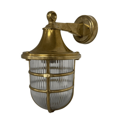 B&Q -  Navigator 09129 Outdoor Ip64 1 Light Large Wall Lantern In A Raw Brass Finish