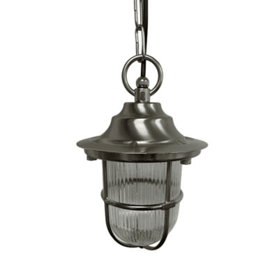 B&Q -  Navigator 09135 Outdoor Ip54 1 Light Pendant Lantern In A Satin Nickel Finish