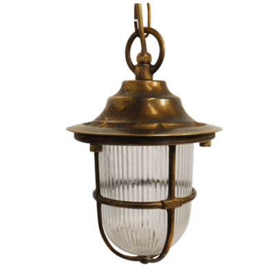 B&Q -  Navigator 09141 Outdoor Ip54 1 Light Pendant Lantern In An Antique Brass Finish