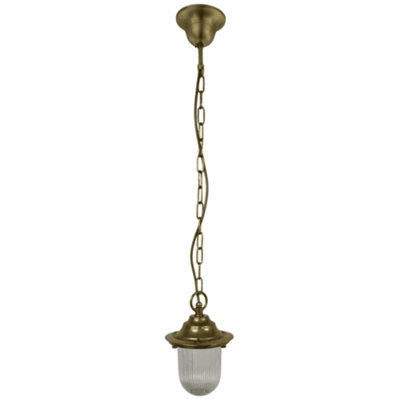 B&Q -  Navigator 09149 Outdoor Ip54 1 Light Plain Pendant Lantern In A Raw Brass Finish
