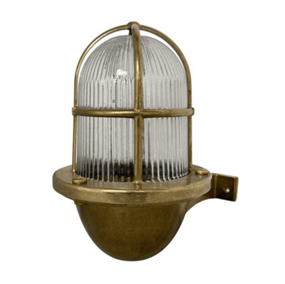 B&Q -  Navigator 09184 Outdoor Ip64 1 Light Small Wall Uplight Lantern In A Raw Brass Finish