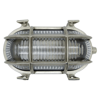 Lampfix Navigator 09304 Outdoor Ip64 1 Light Small Standard Bulkhead Light In A Satin Nickel Finish from B&Q
