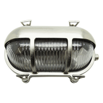 Lampfix Navigator 09306 Outdoor Ip64 1 Light Eyelid Bulkhead Light In A Satin Nickel Finish from B&Q