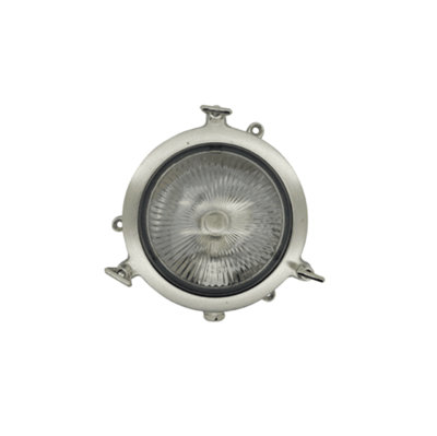 Lampfix Navigator 09309 Outdoor Ip44 1 Light Plain Mini Porthole Bulkhead Light In A Satin Nickel Finish from B&Q