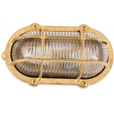 Lampfix Navigator 09605 Outdoor Ip64 1 Light Commercial Slimline Bulkhead Light In A Raw Brass Finish from B&Q