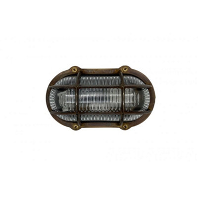 Lampfix Navigator 09712 Outdoor Ip64 1 Light Commercial Slimline Bulkhead Light In An Antique Brass Finish from B&Q
