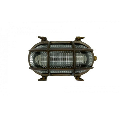 Lampfix Navigator 09713 Outdoor Ip64 1 Light Small Standard Bulkhead Light In An Antique Brass Finish from B&Q