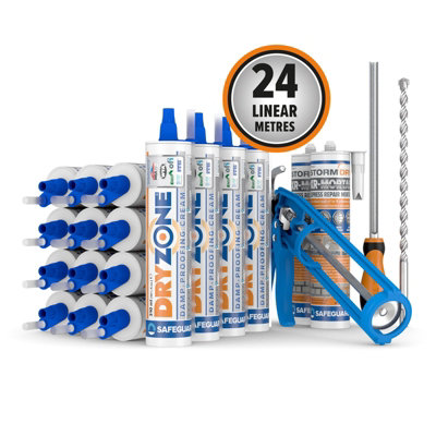Dryzone Damp Proofing Cream Kit: 24M Coverage (9" Wall)Bba Approved Rising Damp TreatmentDpc Injection from B&Q