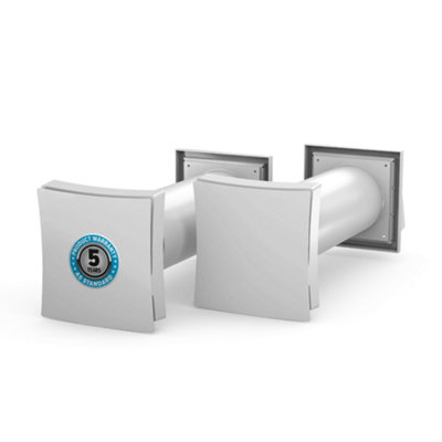 Dryzone Telescopic Passive Wall Intake Vent Grille Kit X 2 Pack (100 mmWhite) Adjustable Airflow Condensation & Mould Control from B&Q