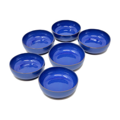 B&Q -  Selena Glazed Hand Dipped Kitchen Dining Set Of 6 Small Bowls (Diam) 10Cm In Blue
