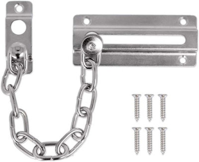SISI UK Door Security Chain Lock 85 X 35mm Chrome Chain Door Guard Safety Catch Restrictor Front Door Chain With Screws from B&Q