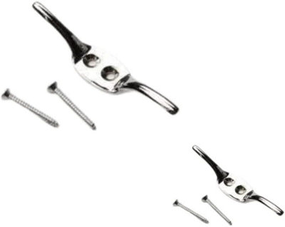 SISI UK Chrome Cleat Hooks Roman Blind Tie Back Chrome Cord Hooks Washing Line Tie Downs Curtain Blind Cleat Hook Pack Of 2 from B&Q