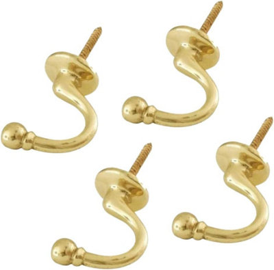 SISI UK Curtain Holdbacks Brass Tie Back Hooks For Curtains U Shaped Ball End Hooks For Curtains Clothes Hanger Pack Of 4 from B&Q