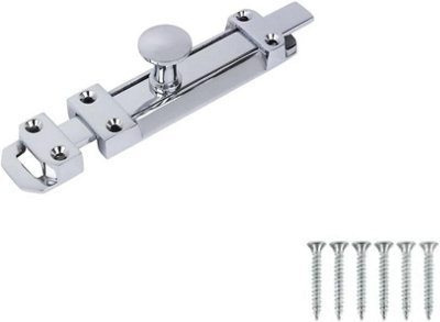 SISI UK 6 Inch Flat Door Bolts Chrome Plated Bolt Door Latches Tower Bolt Sliding Lock Flat Slide Safety Door Barrel Bolt With Screws from B&Q