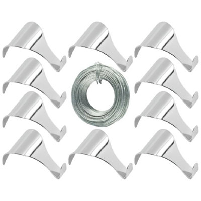 SISI UK Picture Rail Hooks Dado Rail Picture Hooks Chrome Moulding Hooks 3M Chrome Wire For Picture Rail Wall Hanging Decoration 10Pc from B&Q