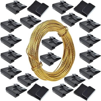 SISI UK Clip Over Sawtooth Frame Hanger 2-3mm Board (20 Pack) Picture Hanging With 3Mtr Brass Wire from B&Q