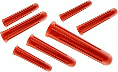B&Q -  Red Raw Plugs 30mm House Wall Plugs Raw Plugs For Fastenings In Concrete Bricks Gypsum Plasterboard Chipboard Without Screws X60