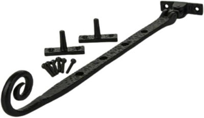 Sisi UK Antique Black Monkey Tail Window Stay Curly Tail Casement Stay Window Hardware Gothic Window Catch Ornate Window Arm Stay 250mm X1 from B&Q