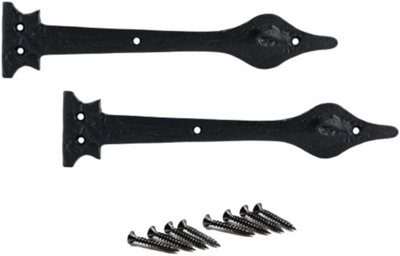 Sisi UK Black Antique Spear Head Decorative T Hinge 263mm Cast Iron Fake Hinge For Barn Door Front Gate Shed Sliding Door False Hinges X 2 from B&Q