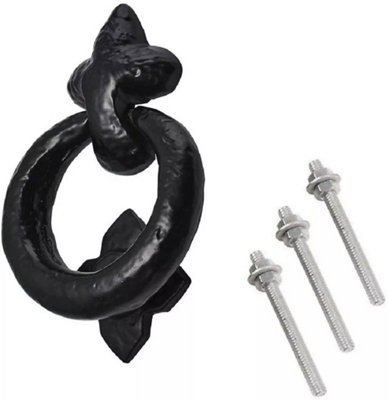 Sisi UK Fleur De Lys Black Antique Ring Door Knocker Cast Iron Vintage Front Door Knocker Decorative Knocker For Front Door Garden Gate X1 from B&Q
