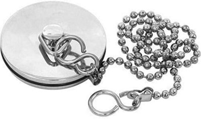 Sisi UK 37mm Chrome Kitchen Sink Plug With 12 Inch Chain Universal Fit Durable Drain Stopper For Kitchen & Utility Sinks from B&Q