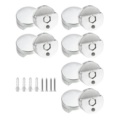 B&Q -  Mirror Clips 12 Pack Heavy Duty Half-Disk Silver Zinc Alloy Mirror Holders With Screws & Plugs For 3 To 5mm Frameless Mirrors