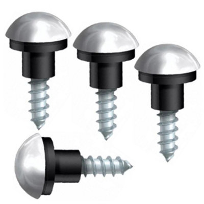 Sisi UK Mirror Fixing Kit Pack Of 4 Zinc Plated Mirror Screws 8mm By 20mm With Polished Chrome Dome Head Covers And Black Rubber Washers from B&Q