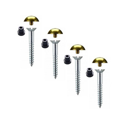 Sisi UK Pack Of 8 Mirror Screws 32mm Zinc Plated With Polished Brass Dome Head Cover And Rubber Washers Decorative Fixings from B&Q