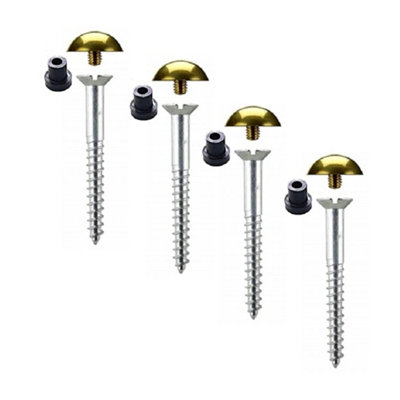 Sisi UK Decorative Mirror Screws Pack Of 12 Zinc Plated 38mm With Polished Brass Dome Covers And Black Rubber Washers from B&Q