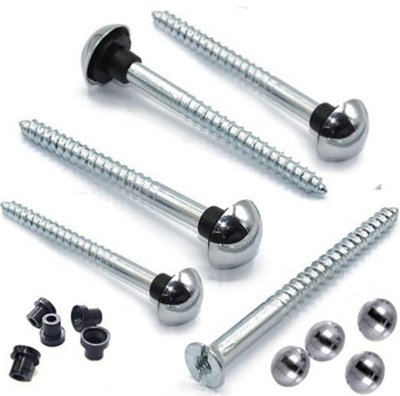 Sisi UK Decorative Mirror Screws Pack Of 12 Zinc Plated 50mm With Polished Chrome Dome Covers And Black Rubber Washers from B&Q