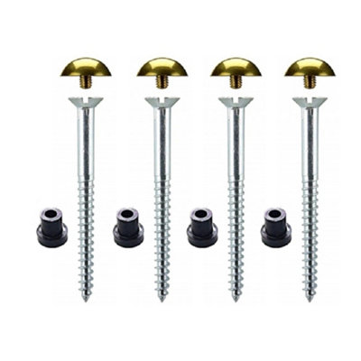 Sisi UK Mirror Screws Pack Of 4 Zinc Plated 50mm With Polished Brass Dome Head Covers And Black Rubber Washers from B&Q