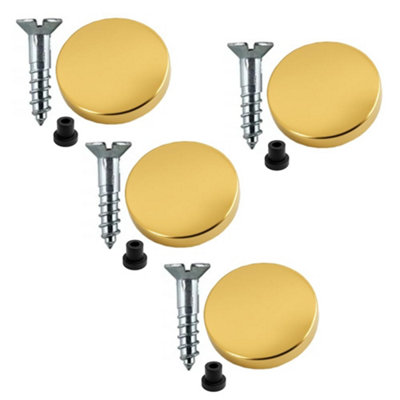 Sisi UK 19mm Mirror Screws Zinc Pack Of 4 With Rubber Washers And 20mm Polished Brass Flat Decorative Screw Caps from B&Q