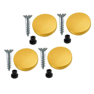 Sisi UK 19mm Mirror Screws Zinc Pack Of 4 With Rubber Washers And 20mm Brushed Brass Flat Decorative Screw Caps from B&Q